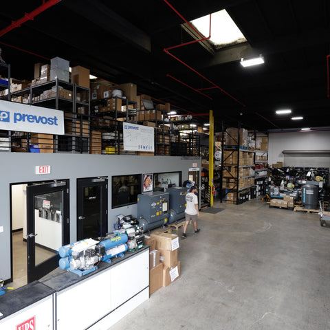 Advanced Air & Vacuum industrial air compressor parts department and showroom.