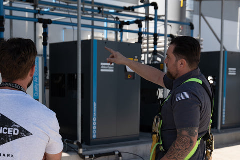 Rotary screw air compressor installation in San Diego by Advanced Air & Vacuum