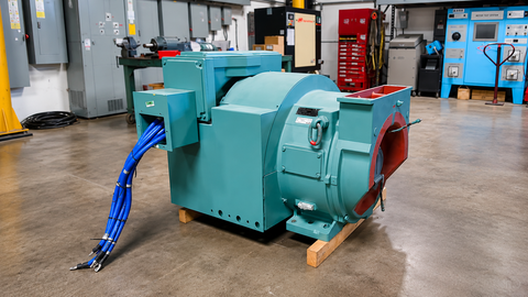 Industrial electric motor rebuild service inside Advanced Air & Vacuum’s motor repair facility.