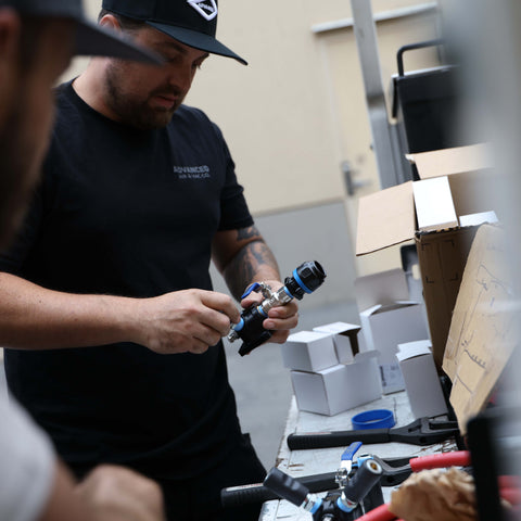 Advanced Air & Vacuum Prevost Piping install technician airline fittings for all of Southern California and Arizona.