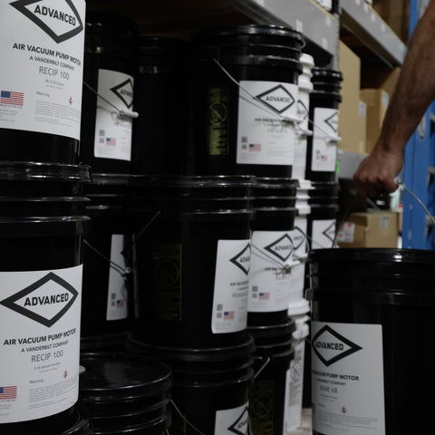 Compressor oil stocked at Advanced Air & Vacuum’s Avondale, AZ Parts Department.
