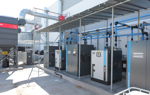 Industrial Atlas Copco air compressor and dryer system installation for an Arizona facility by Advanced Air & Vacuum